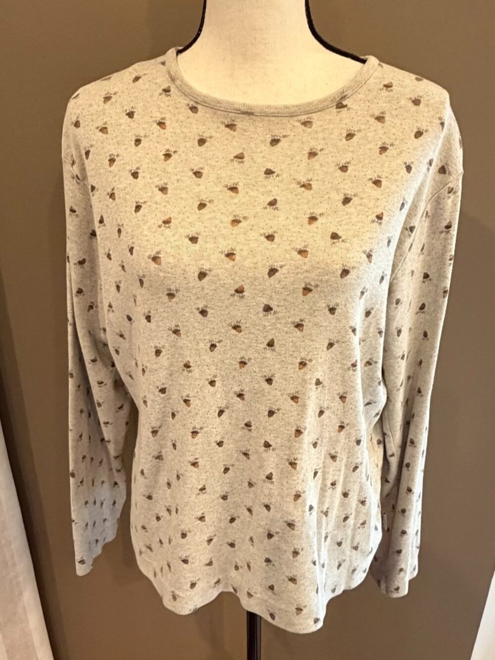 Woolrich Women's Cotton Long Sleeve Acorn Fall Harvest T-shirt, Size Large